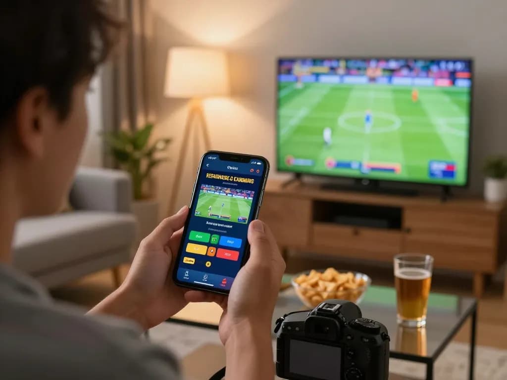 Engaging in sports betting on the uk88in app while watching live games.