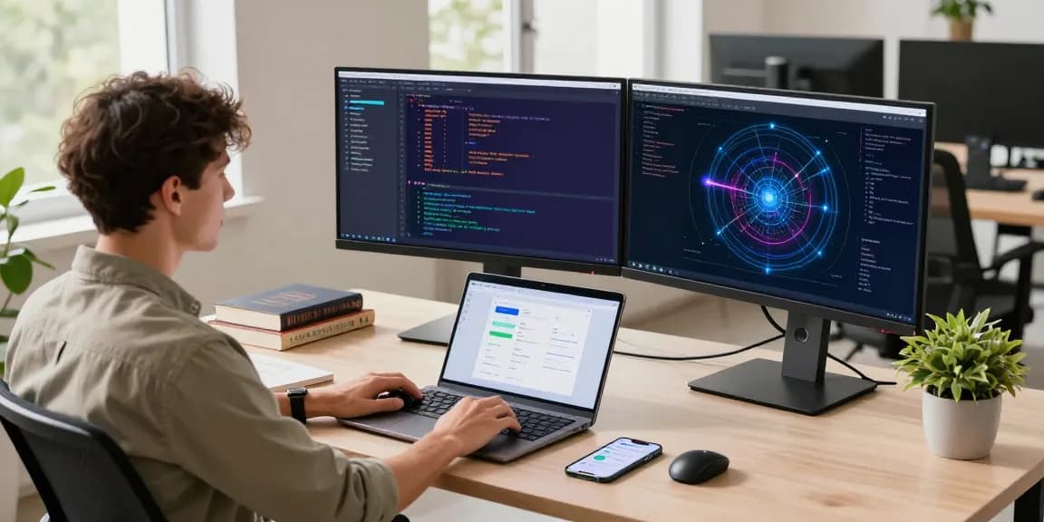 快连 application interface on a modern workspace desk showcasing productivity and innovative tech solutions.