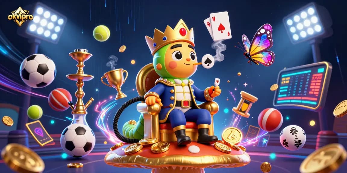 Experience thrilling gameplay with okvipro’s unique 3D digital casino illustration, showcasing exciting gambling elements.