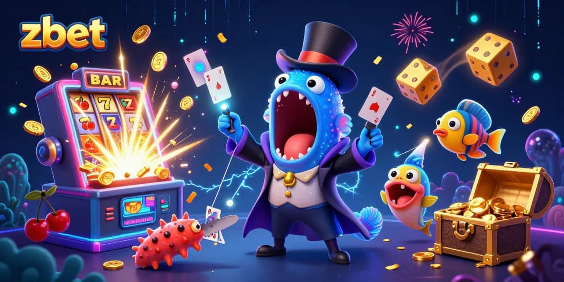 Experience thrilling zbet action with dynamic games and vibrant visuals in this casino illustration.
