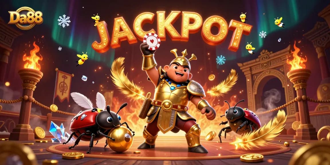 Play at Da88's engaging casino with heroes and vibrant jackpot visuals.