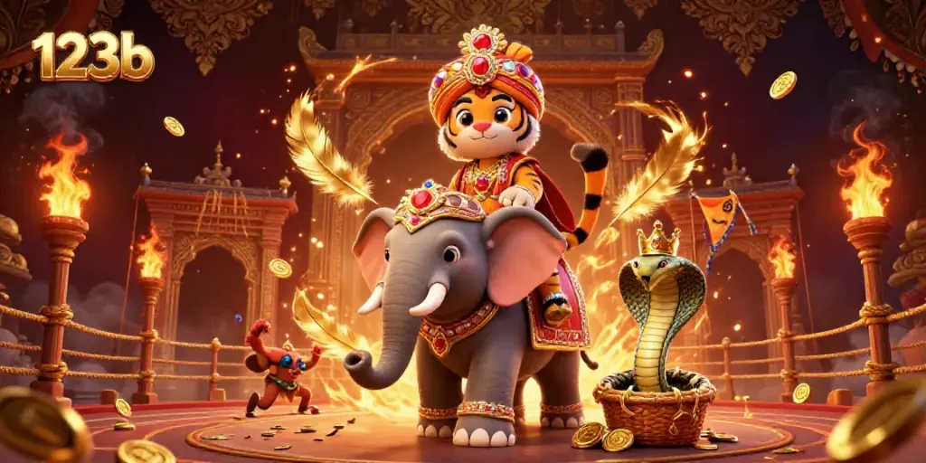 Engage with thrilling 123b gaming action featuring a maharaja tiger and jewel-encrusted elements.