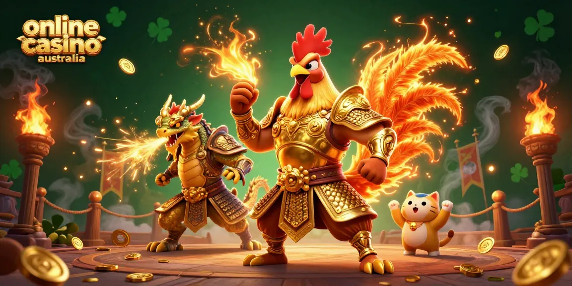 Experience the excitement of playing online casino australia as a warrior fights for fortune in a 3D illustration.
