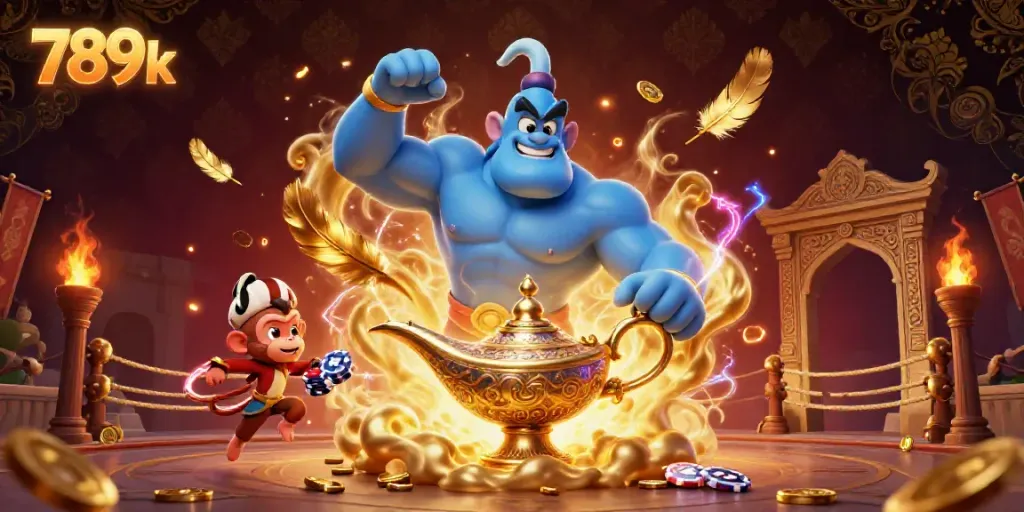 Experience the thrilling world of 789k with a vibrant genie theme and casino elements.