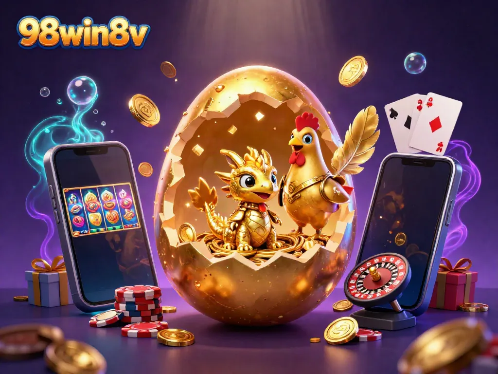 Experience thrilling gameplay at 98win8v with a golden dragon and exciting casino elements.