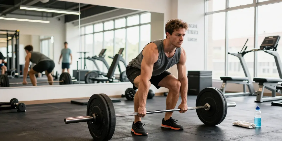 Prime Pharma Steroiden training scene featuring an athlete performing a deadlift in a modern gym, showcasing strength and determination.