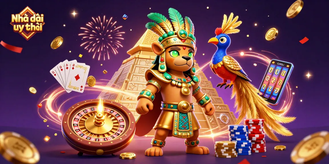 Engage with Nhà cái uy tín featuring vibrant 3D casino elements and iconic characters in a dynamic scene.