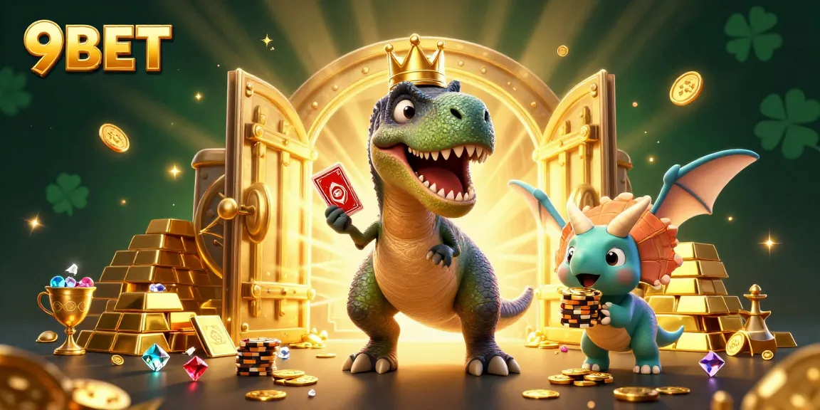 Experience thrilling gameplay at 9BET with a vibrant casino adventure illustration full of engaging elements.