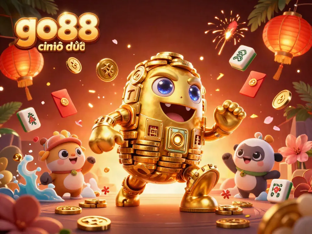 Experience exciting wins with go88 chính thức in a colorful casino scene featuring a magical golden golem.