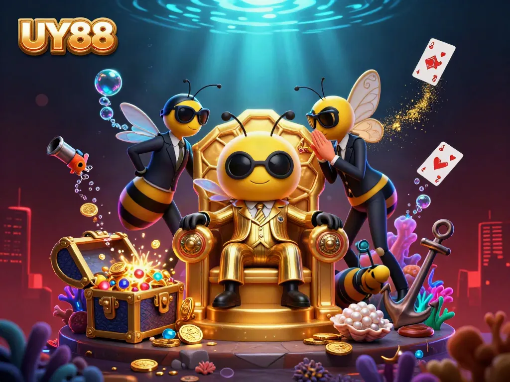Experience thrilling wins at UY88 with vibrant 3D casino elements and engaging characters.