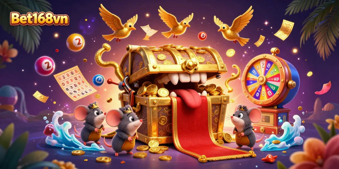 Bet168vn offers an exciting gaming experience in a vibrant casino scene featuring colorful elements.