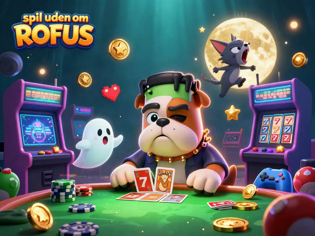 Engage with online gaming thrills at spil uden om ROFUS featuring a playful casino scene.