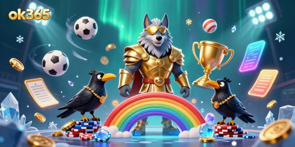 Engage with the captivating dynamics of ok365, featuring Odin and mythical ravens amid casino chip glory.