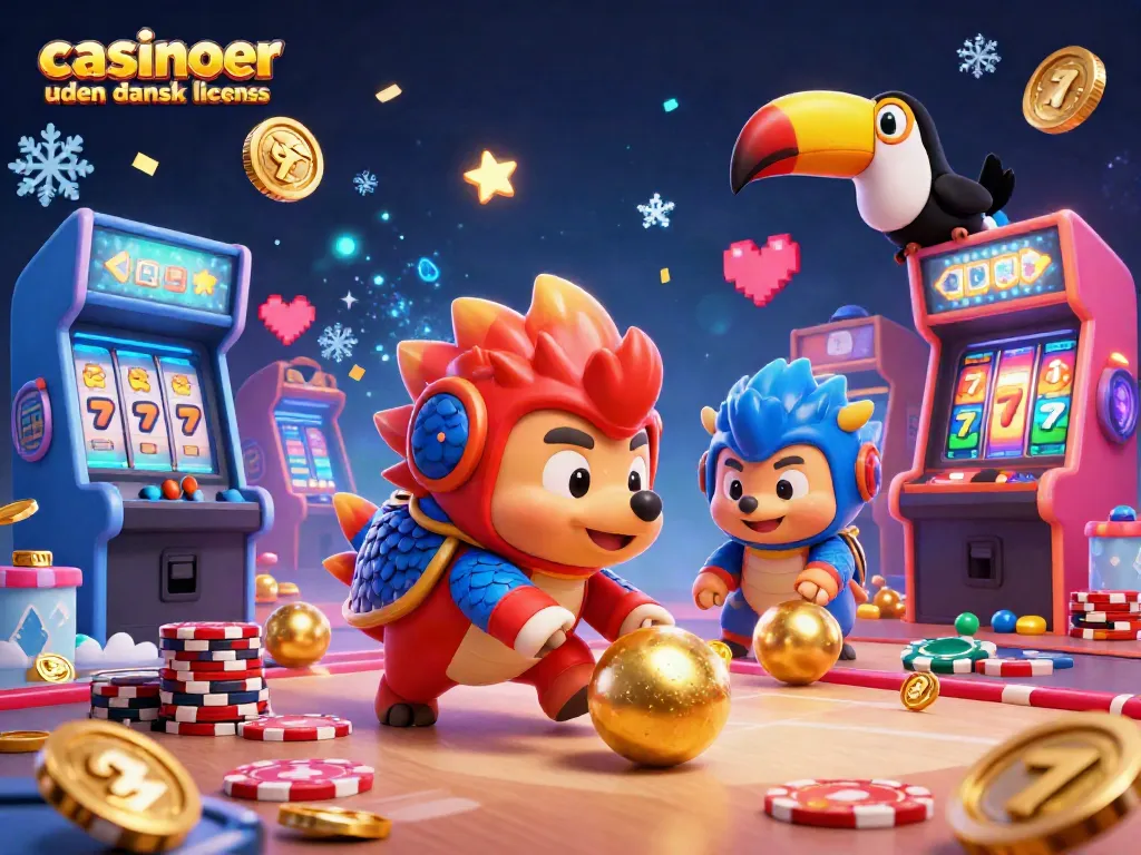 Engaging scene of casinoer uden dansk licens featuring pangolins in competition with vibrant game elements.