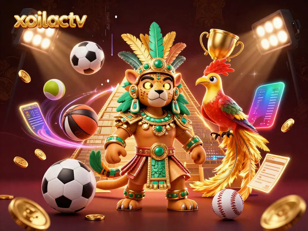 Xoilactv brings the excitement of sports betting with vibrant cartoon Mayan characters and dynamic game elements.