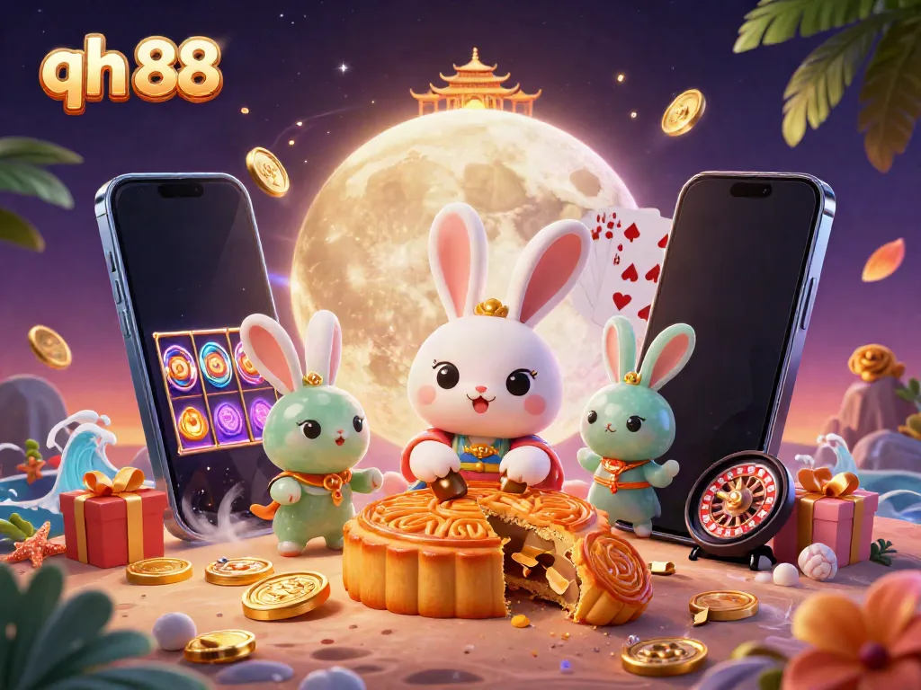 Win big at qh 88 with this vibrant illustration showcasing exciting casino gaming elements.