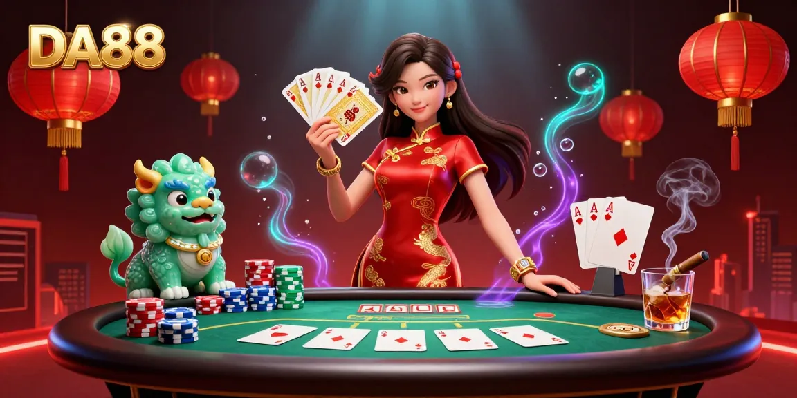 Engage in thrilling poker action with DA88 as elegant characters animate the casino scene.
