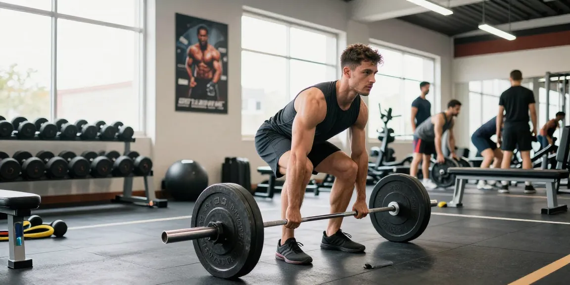 Prime Pharma Steroiden Winkel met krachtige bodybuilder die een deadlift uitvoert in een goed verlichte sportschool.