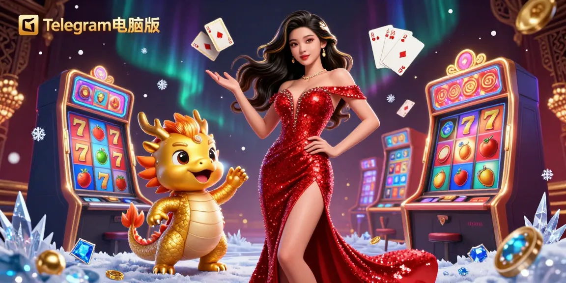 在Telegram电脑版上旋转赢取大奖,展现自信女性的赌场主题插图。