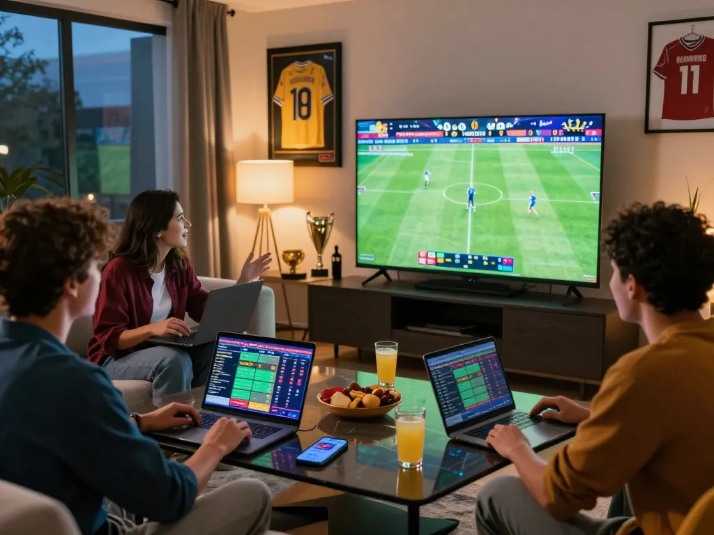 Gathering around Link Topbet chính thức for an exciting online betting experience with friends.