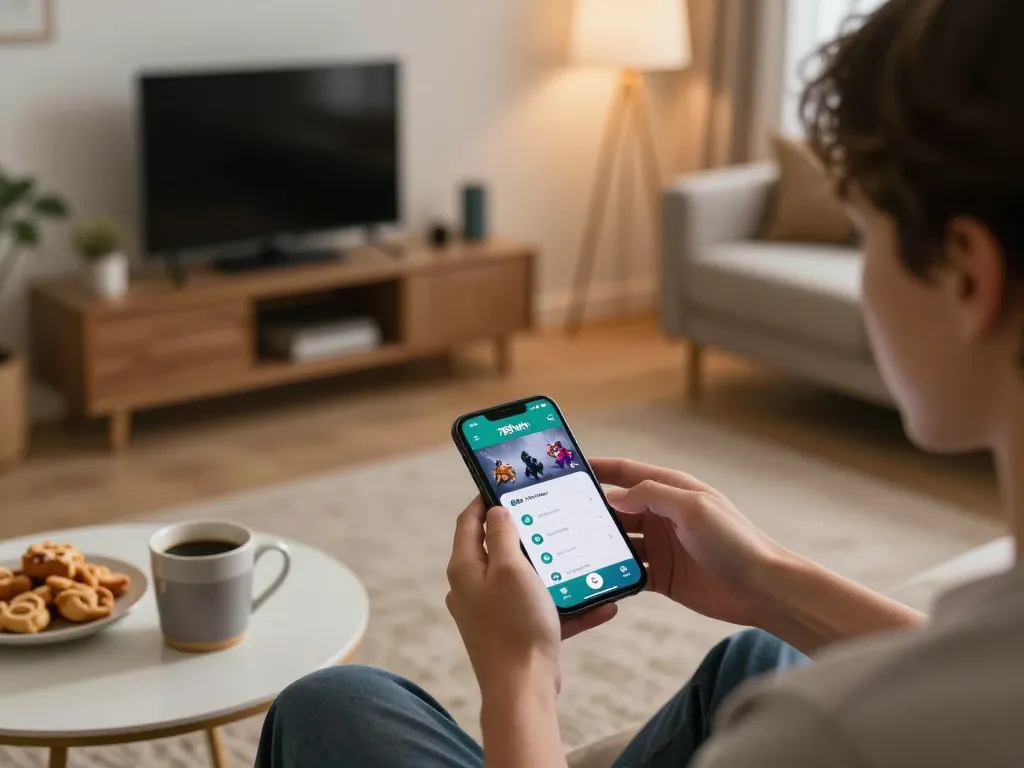 Playing the 789win vip app on a smartphone in a cozy home setting for a strategic gaming experience.