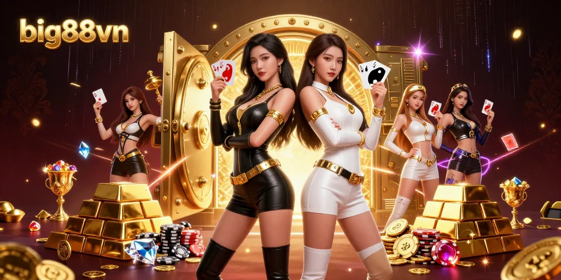Engage your luck with big88vn as twin Asian women showcase powerful card play backed by golden treasures.