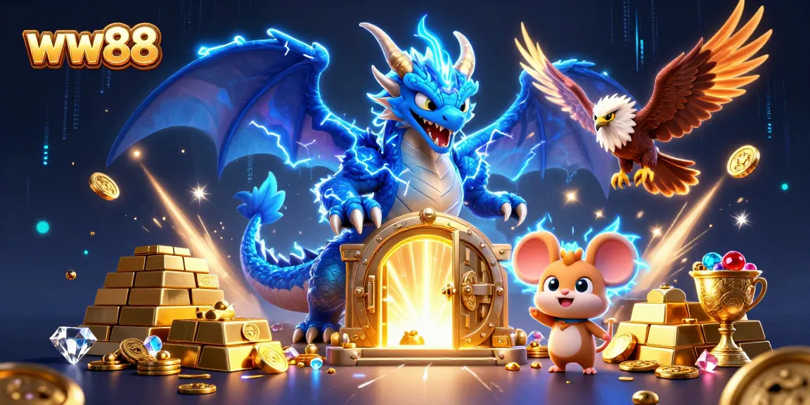 Win big at ww88 with an electric dragon and hawk in an immersive casino scene.