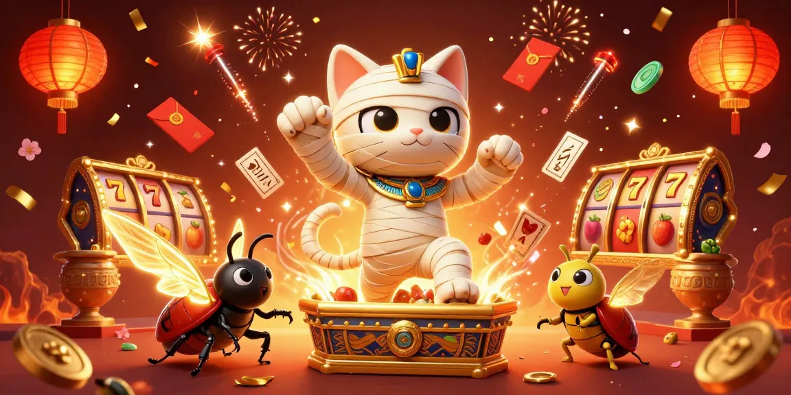 Permainan jackpot menguntungkan di GERHANATOTO dengan karakter kucing mumi kartun.
