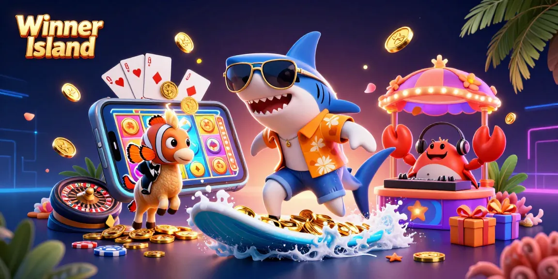 Spin winning reels at Winner Island Casino with vibrant characters and exciting game features.