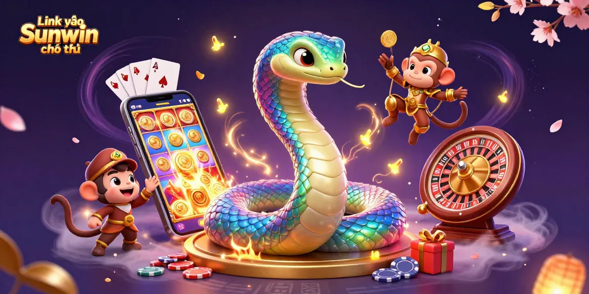 Engage with the thrilling "Link vào Sunwin chính thức" illustrated scene, showcasing vibrant casino elements.