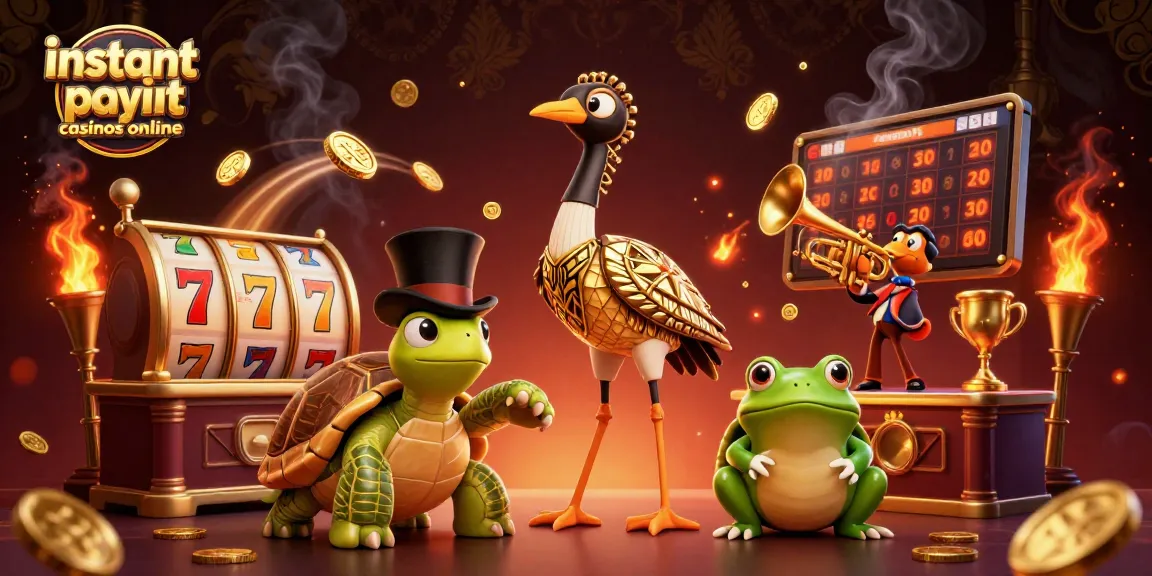 Experience the thrill of instant payout casinos online with our vibrant 3D illustration featuring unique characters.