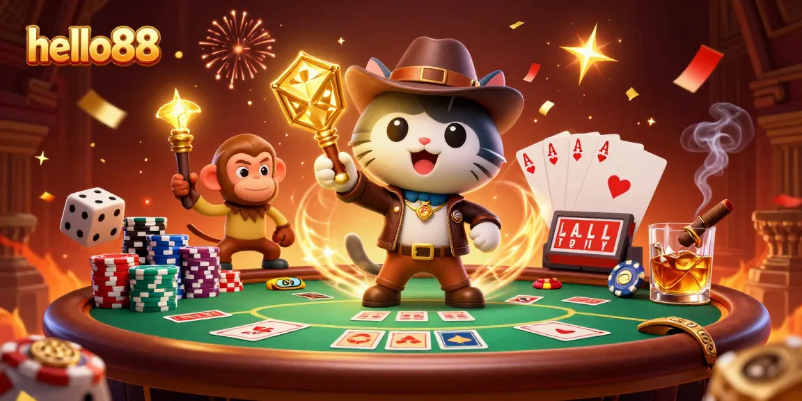 Win big at hello88 with an exciting 3D illustration of gambling adventures!
