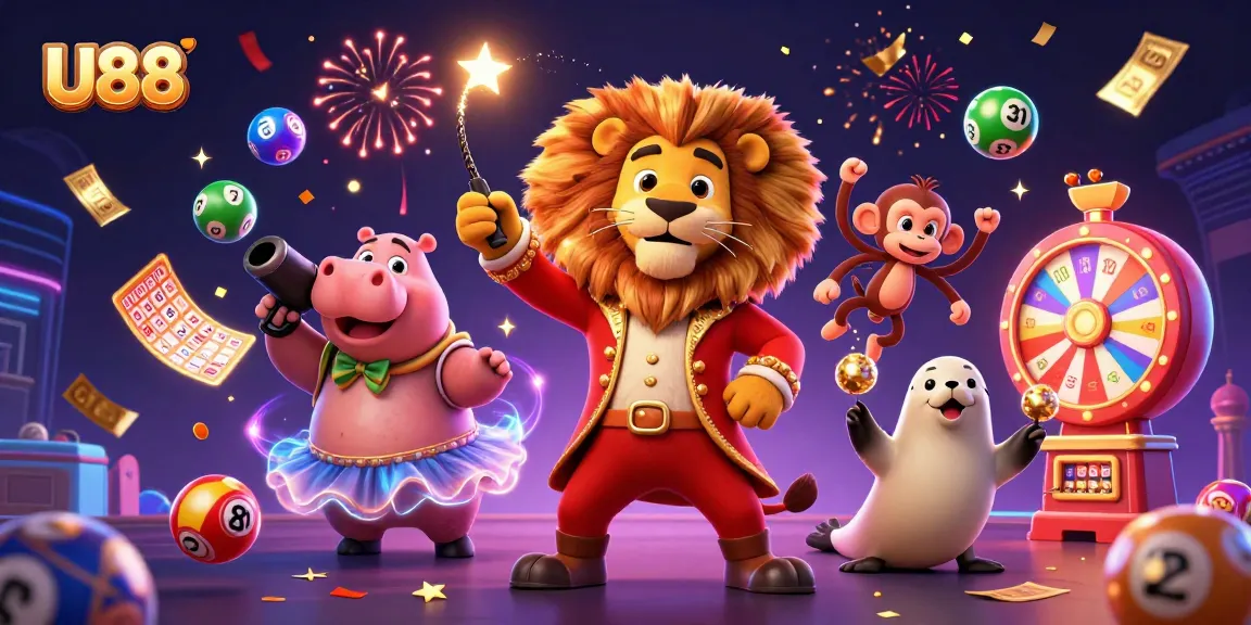 Experience the excitement of U88 with vibrant lottery visuals and dynamic characters.